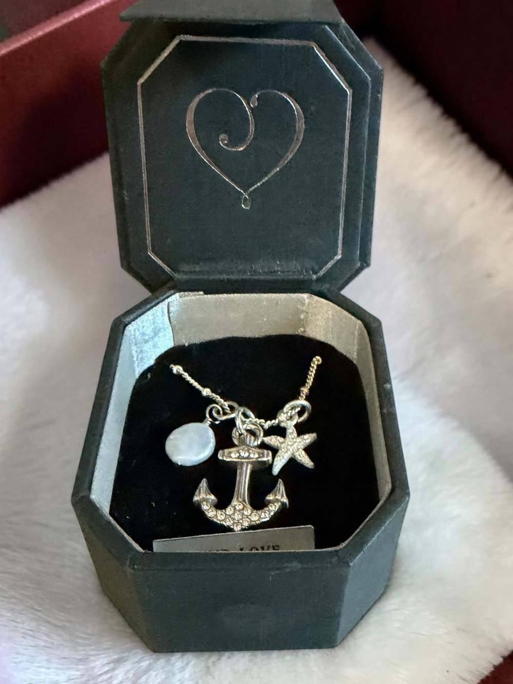 Brighton Silver Anchor, Starfish & Pearl Charm Necklace